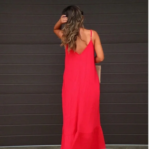 NWT VICI KIMONIE POCKETED MAXI DRESS - WATERMELON NWT VICI KIMONIE POCKETED MAXI DRESS - WATERMELON